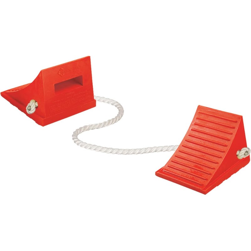 Checkers Roped Pair of Large Wheel Chocks for 27-35" Tires, Heavy Duty Wheel Chock for Semi Trucks, Utility, Tractor Trailer, 30k lb Load Capacity, Made in The USA, Polyurethane, UC1700-P - Image 1